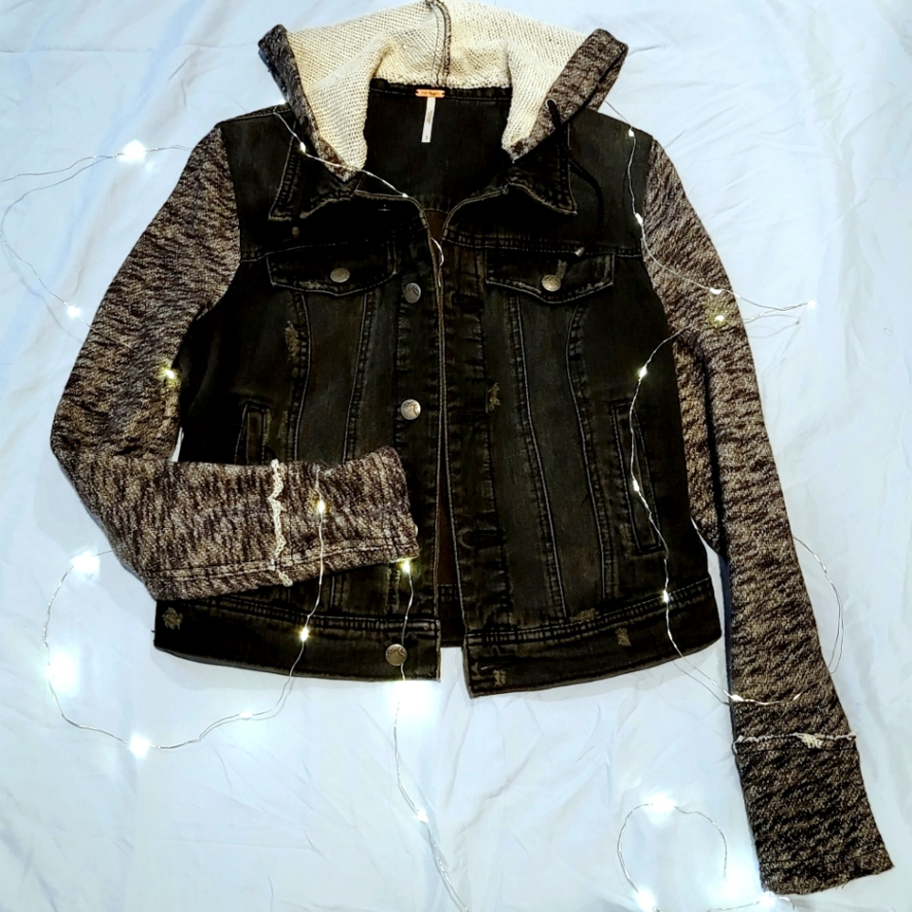 Free People Black Denim Jacket
